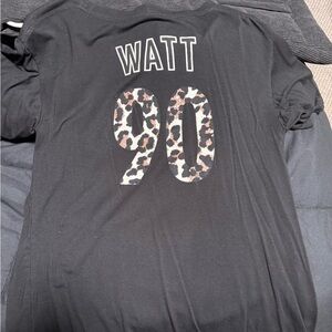 Black Graphic T-Shirt with Leopard Print Number